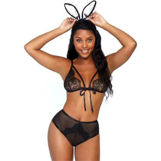 LEG AVENUE - SET 3 PIEZAS CONEJITA SEXY TALLA ÚNICA - Nuvica