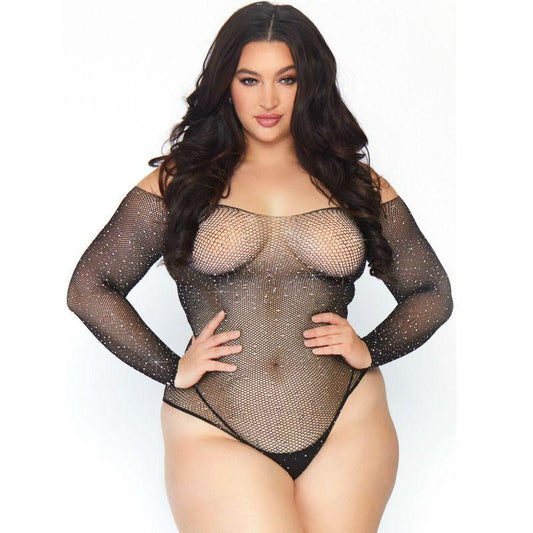 LEG AVENUE - CRYSTALIZED FISHNET BODYSTOCKING 1X-2X - Nuvica