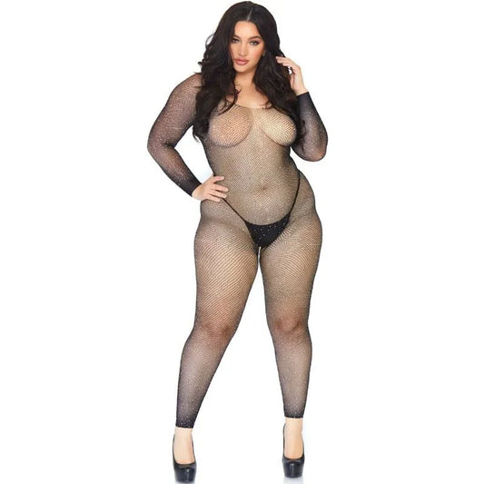 LEG AVENUE - BODYSTOCKING EN RED CON BRILLANTE 1X-2X - Nuvica