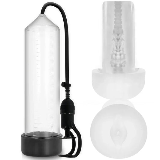 PUMP ADDICTED - BOMBA ERECCIÓN RX5 TRANSPARENTE CON MASTURBADOR - Nuvica
