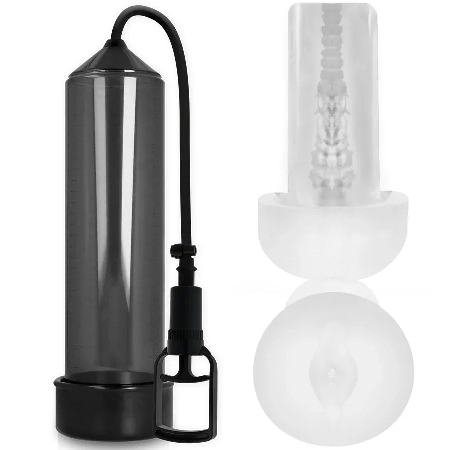 PUMP ADDICTED - BOMBA ERECCIÓN RX7 NEGRO CON MASTURBADOR - Nuvica