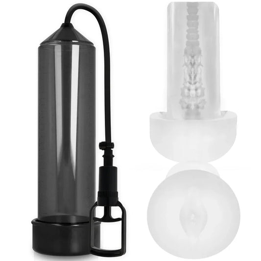 PUMP ADDICTED - BOMBA ERECCIÓN RX7 NEGRO CON MASTURBADOR - Nuvica