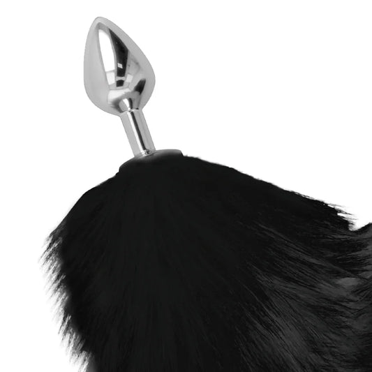 DARKNESS - PLUG ANAL SILVER 8 CM CON COLA NEGRO - Nuvica