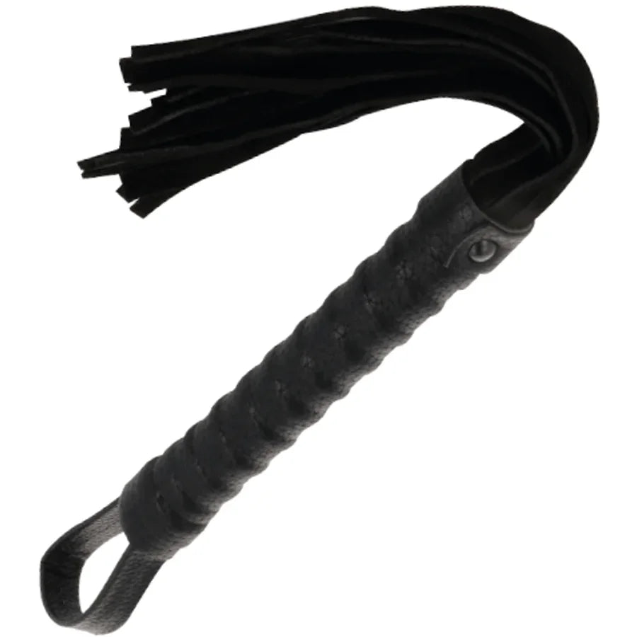 DARKNESS - LÁTIGO BONDAGE NEGRO CON MANGO DE PIEL - Nuvica