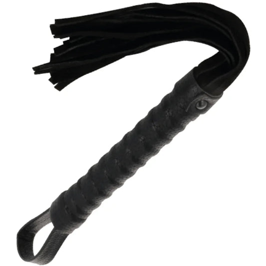 DARKNESS - LÁTIGO BONDAGE NEGRO CON MANGO DE PIEL - Nuvica