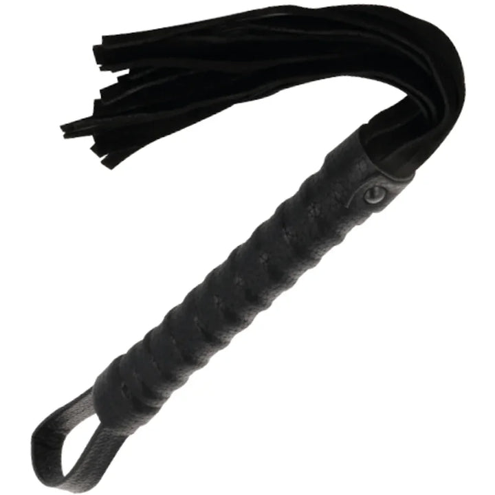 DARKNESS - LÁTIGO BONDAGE NEGRO CON MANGO DE PIEL - Nuvica