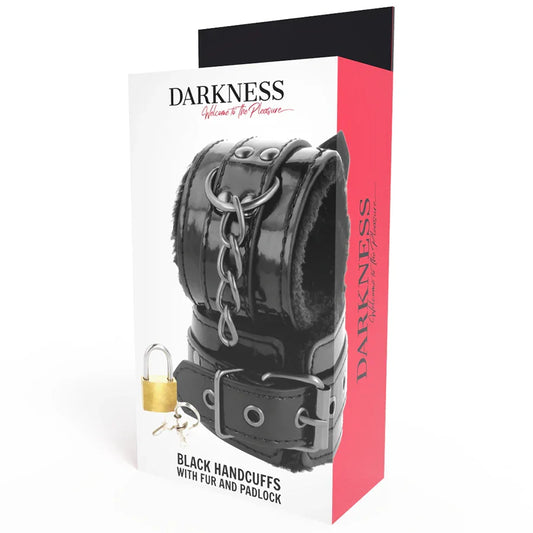 DARKNESS - ESPOSAS CUERO AJUSTABLES MANOS NEGRO CON CANDADO - Nuvica