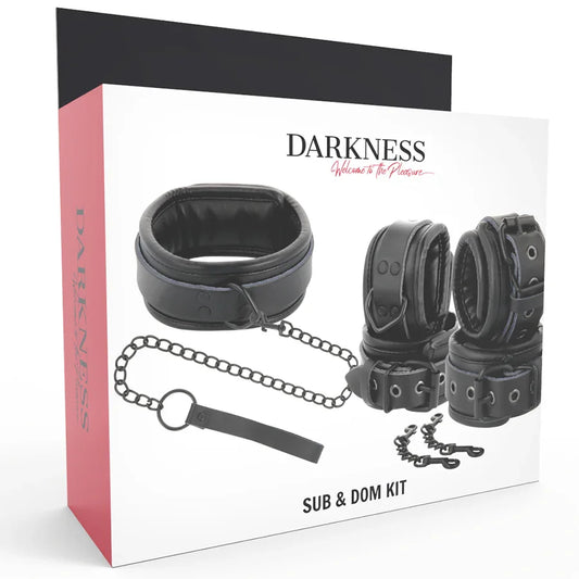 DARKNESS - ESPOSAS Y COLLAR DE CUERO NEGRO - Nuvica