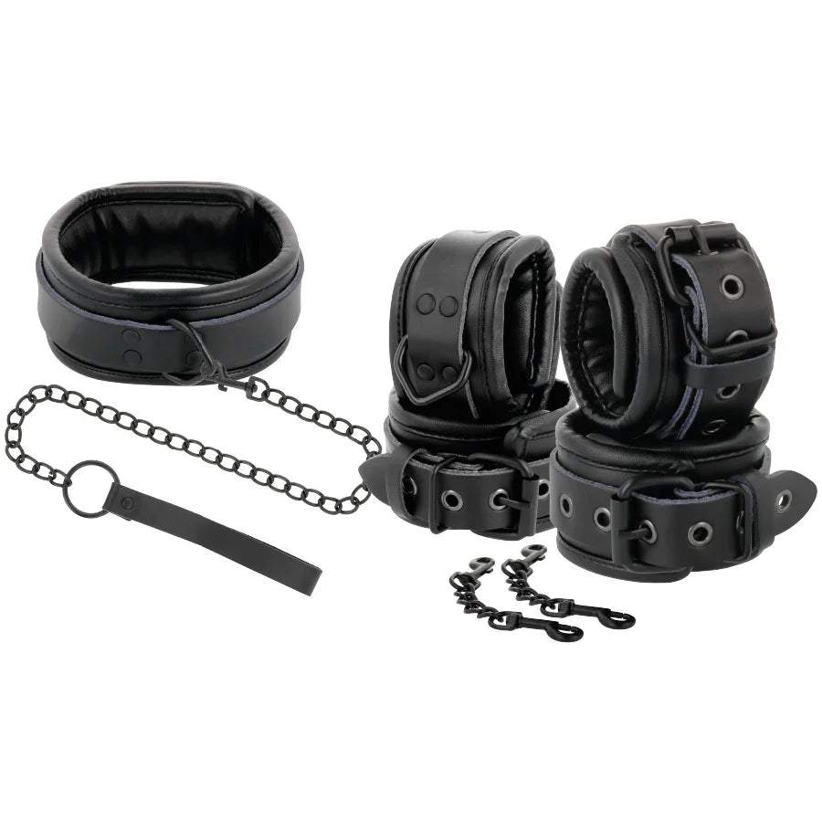 DARKNESS - ESPOSAS Y COLLAR DE CUERO NEGRO - Nuvica