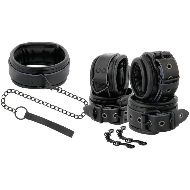 DARKNESS - ESPOSAS Y COLLAR DE CUERO NEGRO - Nuvica