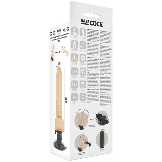 BASECOCK - VIBRADOR REALÍSTICO CONTROL REMOTO NATURAL 18.5 CM -O- 4CM - Nuvica