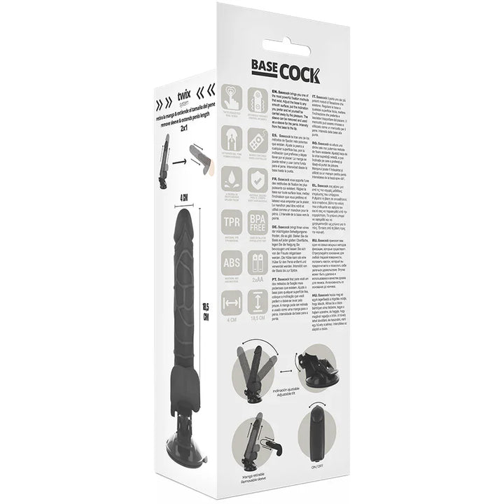 BASECOCK - VIBRADOR REALÍSTICO CONTROL REMOTO NATURAL 18.5 CM -O- 4CM - Nuvica