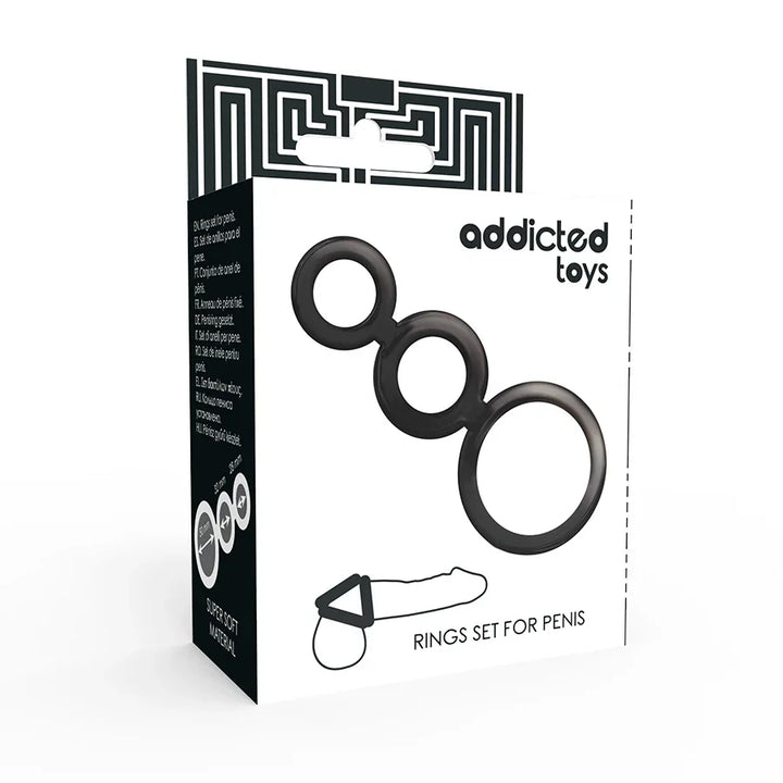 ADDICTED TOYS - SET ANILLOS PENE Y TESTÍCULOS - AHUMADO - Nuvica