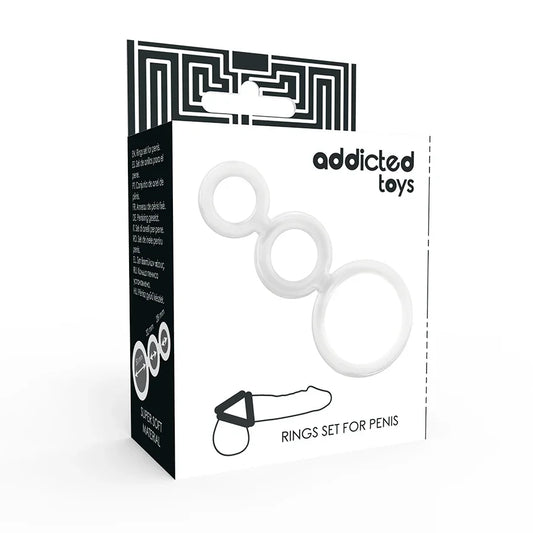 ADDICTED TOYS - SET ANILLOS PENE Y TESTÍCULOS CLEAR - Nuvica