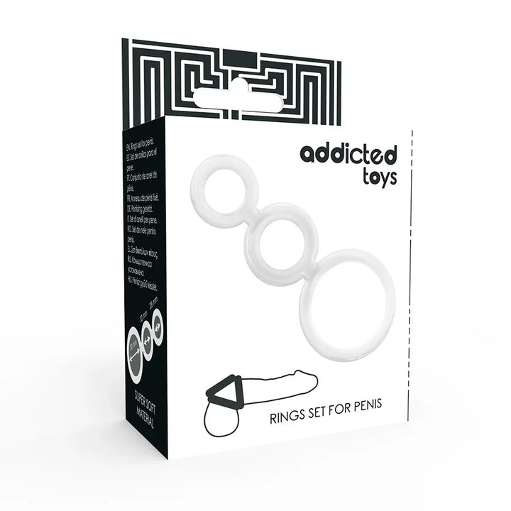 ADDICTED TOYS - SET ANILLOS PENE Y TESTÍCULOS CLEAR - Nuvica