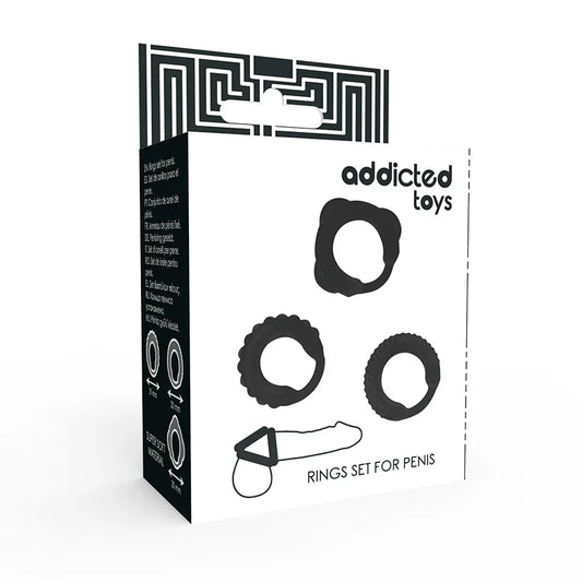 ADDICTED TOYS - SET 3 ANILLOS PENE NEGRO - Nuvica