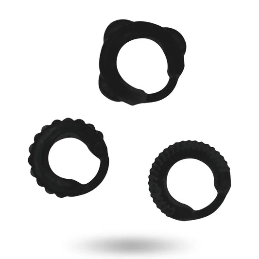 ADDICTED TOYS - SET 3 ANILLOS PENE NEGRO - Nuvica