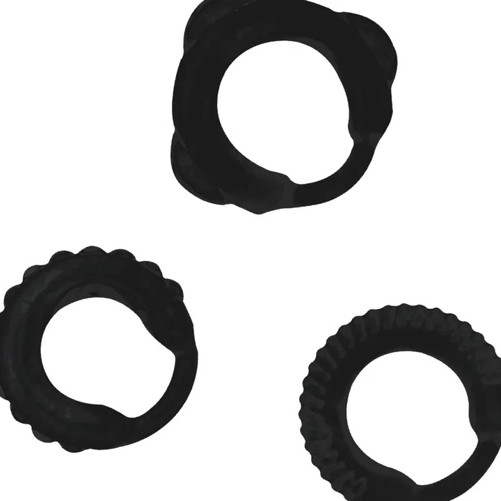 ADDICTED TOYS - SET 3 ANILLOS PENE NEGRO - Nuvica