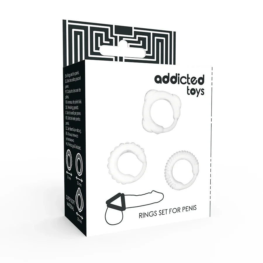 ADDICTED TOYS - SET 3 ANILLOS PENE CLEAR - Nuvica