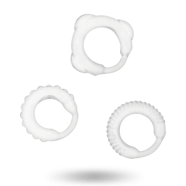 ADDICTED TOYS - SET 3 ANILLOS PENE CLEAR - Nuvica