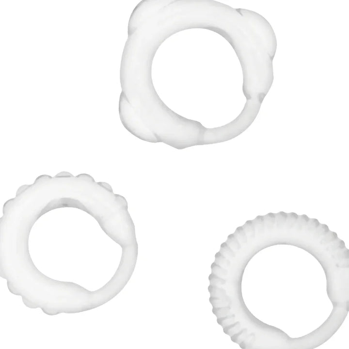 ADDICTED TOYS - SET 3 ANILLOS PENE CLEAR - Nuvica