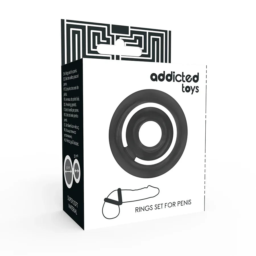ADDICTED TOYS - POTENZ SET ANILLOS PENE NEGRO - Nuvica