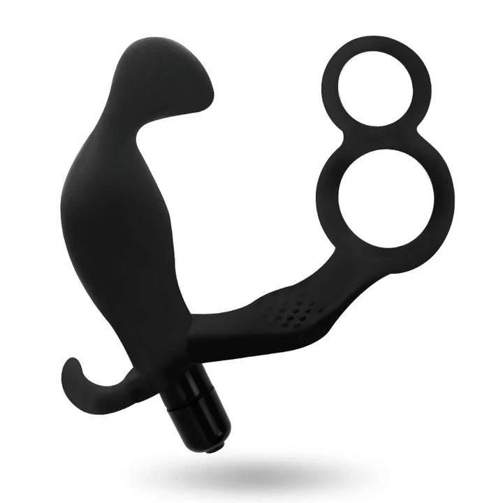 ADDICTED TOYS - PLUG ANAL CON ANILLA DOBLE PENE Y TESTÍCULOS NEGRO - Nuvica