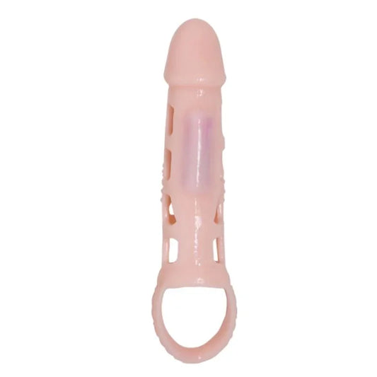 BAILE - FUNDA EXTENSORA PENE CON VIBRACIÓN Y STRAP NATURAL 13.5 CM - Nuvica
