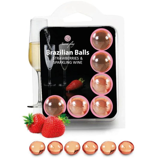 SECRETPLAY - SET 6 BRAZILIANS BALLS FRESAS CON CAVA - Nuvica