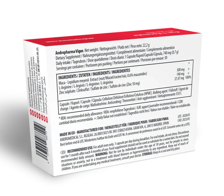 ANDROPHARMA VIGOR - SUPLEMENTO POTENCIADOR LÍBIDO - Nuvica