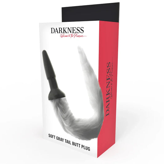 DARKNESS - PLUG ANAL SILICONA CON COLA GRIS - Nuvica