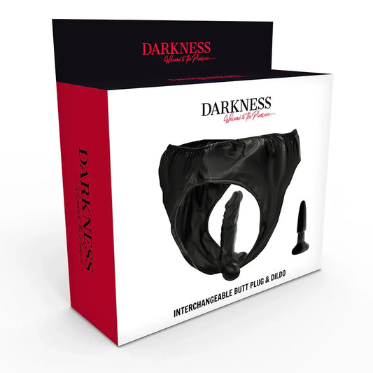 DARKNESS - PANTIES CON PLUG Y DILDO INTERCAMBIABLE - Nuvica