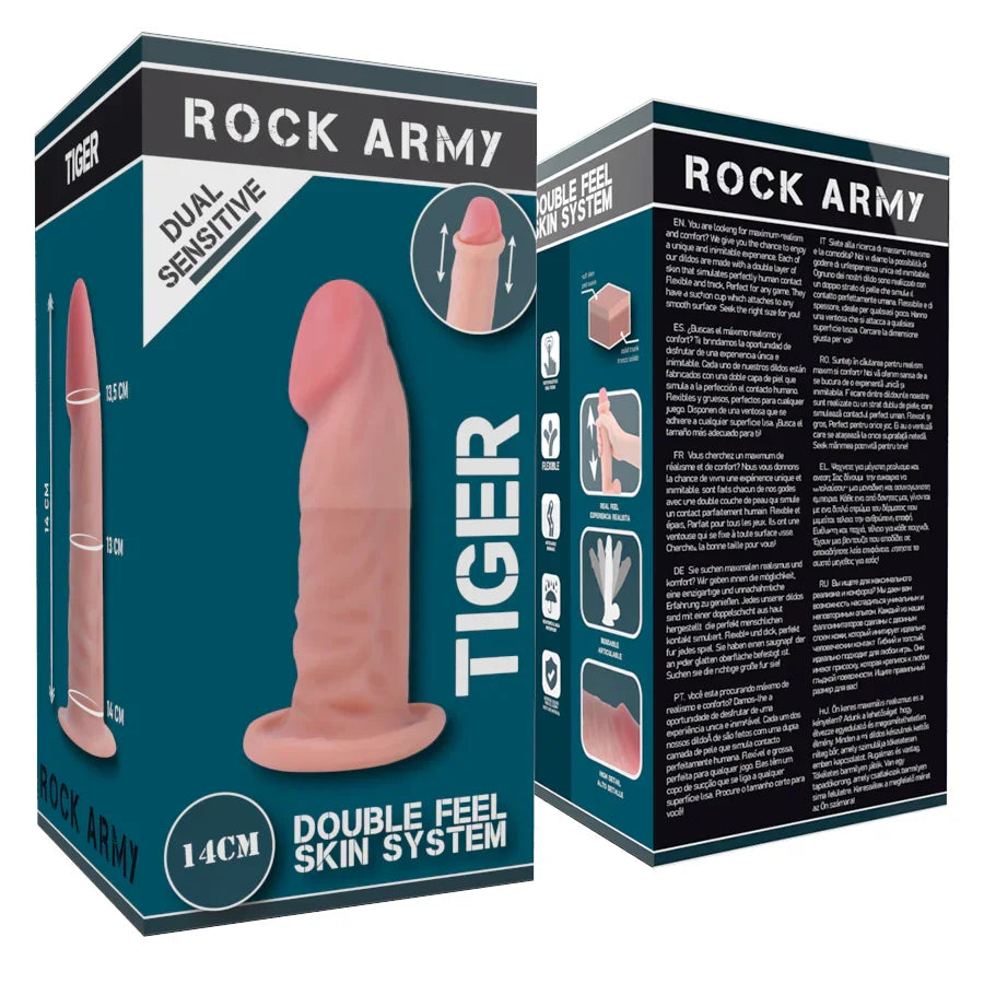 ROCKARMY -TIGER DILDO REALISTA DUAL DENSITY14 CM -O- 4.46 CM - Nuvica