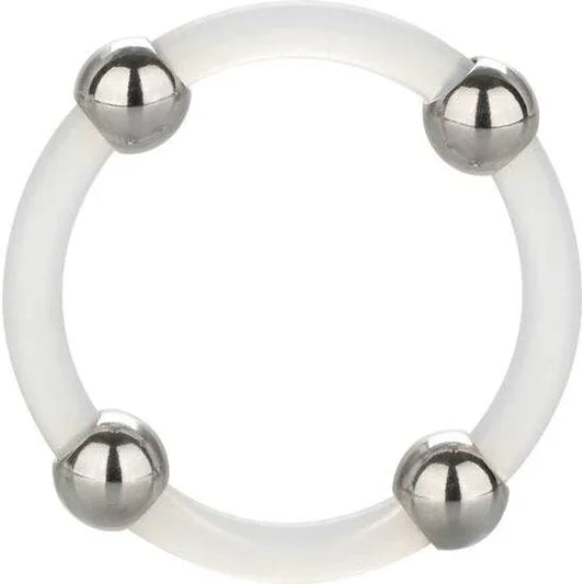 CALEXOTICS - ANILLO DE SILICONA CON CUENTAS DE ACERO TALLA L - Nuvica