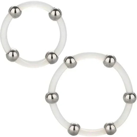 CALEXOTICS - KIT DE 2 UDS ANILLO DE SILICONA CON CUENTAS DE ACERO - Nuvica
