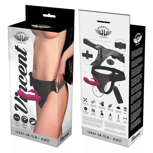 HARNESS ATTRACTION - ARNÉS VIBRADOR RABBIT VINCENT 15 CM -O- 4 CM - Nuvica