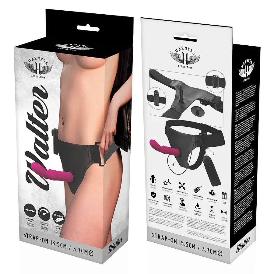 HARNESS ATTRACTION - ARNÉS WALTER CON VIBRACIÓN 15.5 CM -O- 3.7 CM - Nuvica