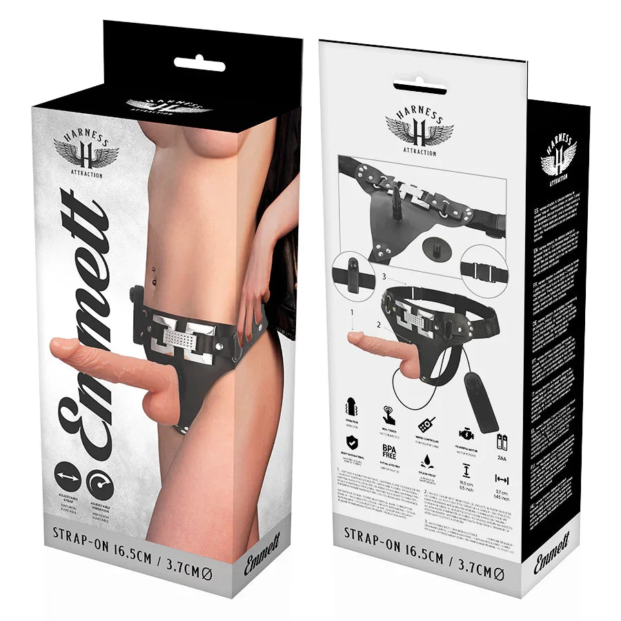 HARNESS ATTRACTION - ARNÉS EMMETT REALÍSTICO VIBRADOR 16.5 CM -O- 3.7 CM - Nuvica