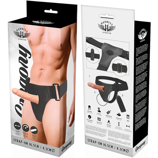 HARNESS ATTRACTION - ARNÉS HUECO GREGORY CON VIBRADOR 16.5 CM -O- 4.3 CM - Nuvica