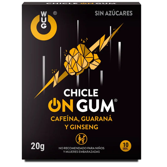 WUG GUM - ON CHICLE CAFEÍNA, GINSENG Y GUARANÁ 10 UNIDADES - Nuvica