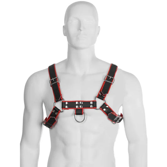 LEATHER BODY - CHAIN HARNESS III BLACK / RED - Nuvica