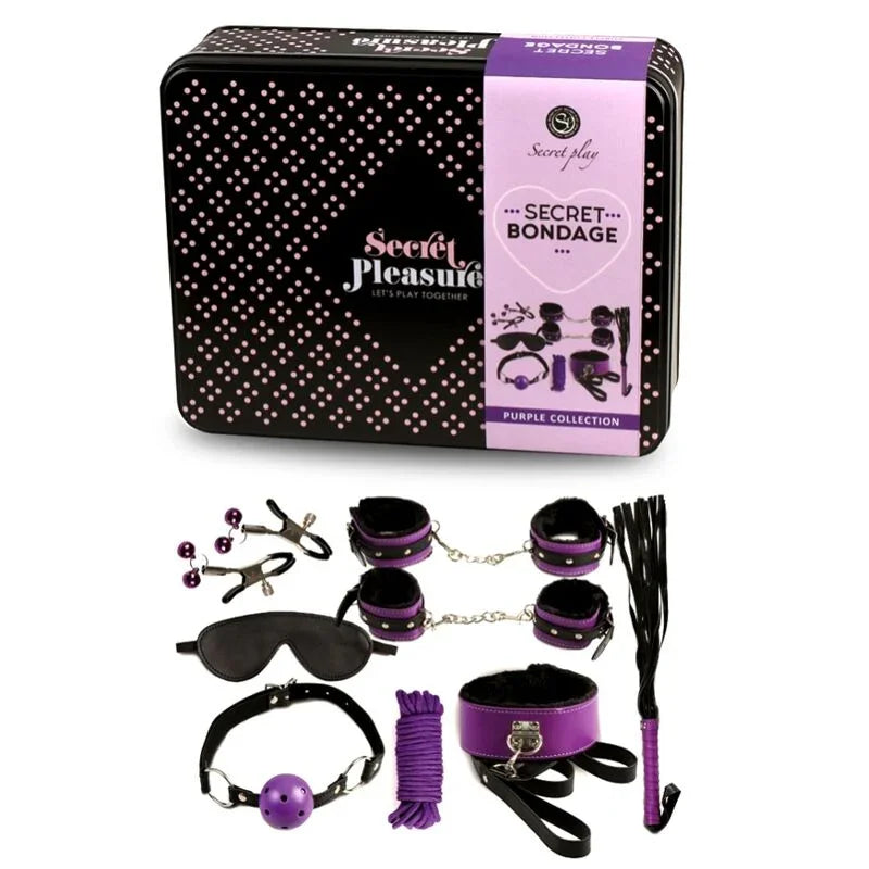 SECRETPLAY - BDSM SET 8PCS LILA / NEGRO - Nuvica