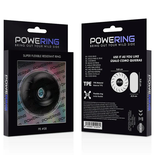 POWERING - SUPER FLEXIBLE Y RESISTENTE ANILLO PENE 5CM PR08 NEGRO - Nuvica