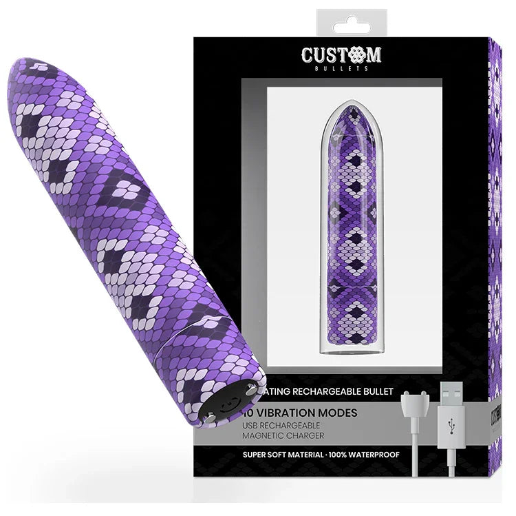 CUSTOM BULLETS - BALA RECARGABLE SNAKE LILA 10 INTENSIDADES - Nuvica