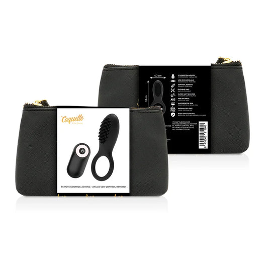 COQUETTE CHIC DESIRE - ANILLO VIBRADOR CONTROL REMOTO RECARGABLE NEGRO / GOLD - Nuvica