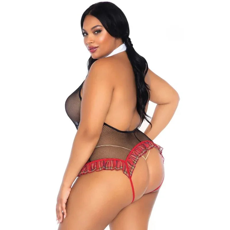 LEG AVENUE - TEDDY COLEGIALA CON ABERTURA TALLA PLUS - Nuvica