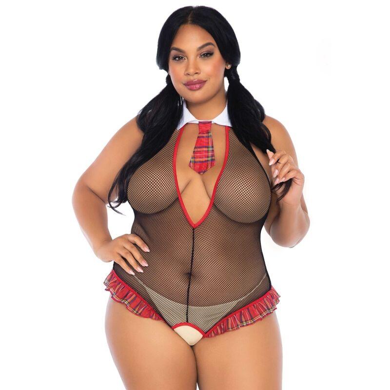 LEG AVENUE - TEDDY COLEGIALA CON ABERTURA TALLA PLUS - Nuvica