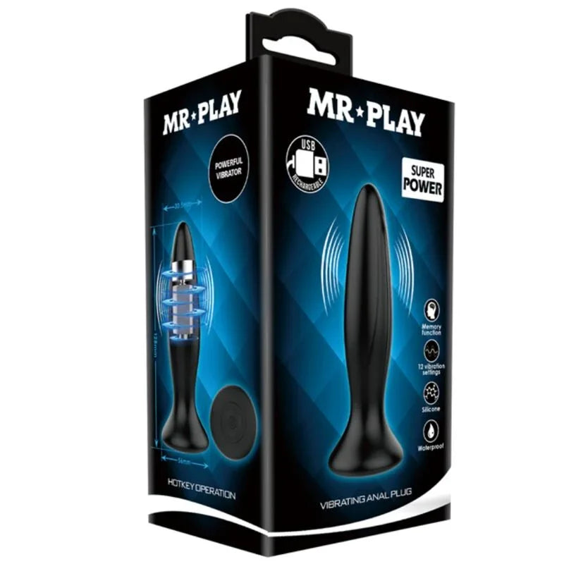 MR PLAY - PLUG ANAL VIBRADOR NEGRO RECARGABLE - Nuvica