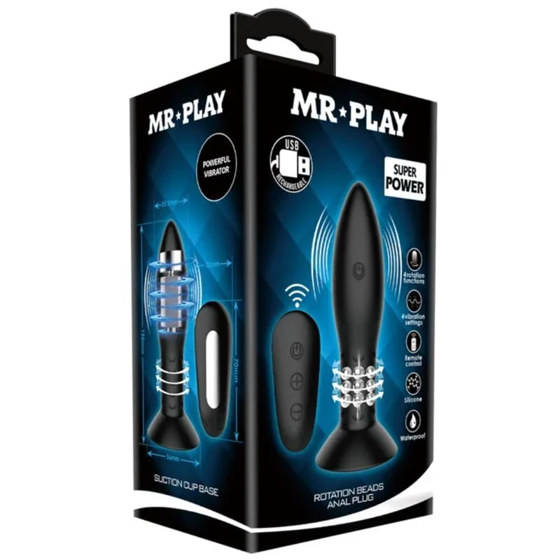 MR PLAY - PLUG CON BOLAS ROTADORAS NEGRO CONTROL REMOTO - Nuvica