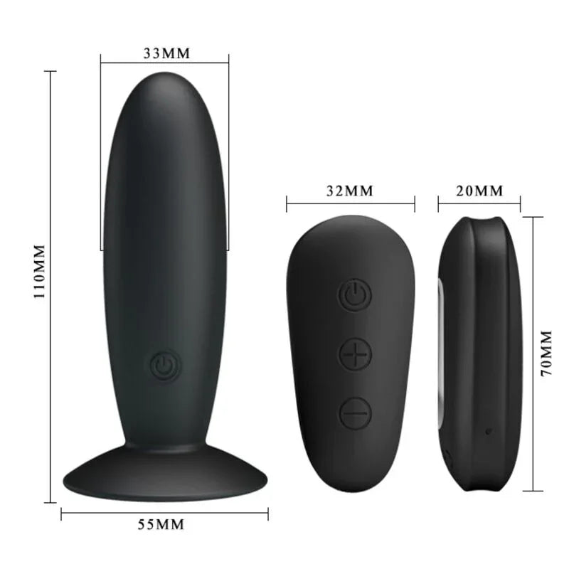 MR PLAY - PLUG ANAL CON VIBRACIÓN NEGRO CONTROL REMOTO - Nuvica